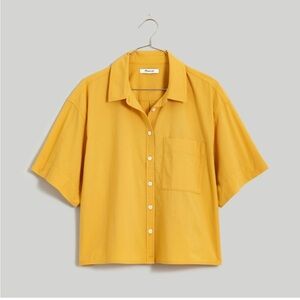 MADEWELL Signature Cotton Poplin Cropped Utility Button Down SM